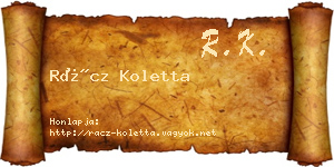 Rácz Koletta névjegykártya